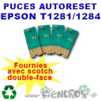 Lot de 4 Puces Auto-Reset EPSON COULERS+NOIR T1281 à T1284