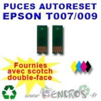 Lot de 2 Puces Auto-Reset COULEURS+NOIR EPSON T007/T009