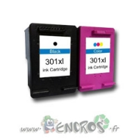 Eco Pack 2 Cartouches Compatibles HP301XL Noire Et Couleurs