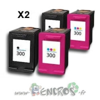 Eco Pack 4 Cartouches Compatibles HP300XL Noires Et Couleurs