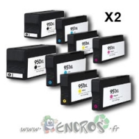 Eco Pack 8 Cartouches Compatibles HP950-951XL Noire Et Couleurs