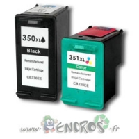 Eco Pack 2 Cartouches Compatibles XL HP350 et HP351 Noire Et Couleurs