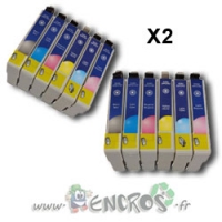Ecopack 12 Cartouches compatibles de qualite Encros EP070-EP075 NOIR ET COULEUR clone