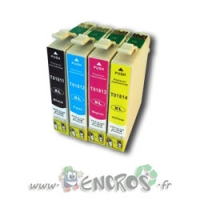 Ecopack 4 Cartouches compatibles de qualite Encros T1811-T1814 NOIR ET COULEUR