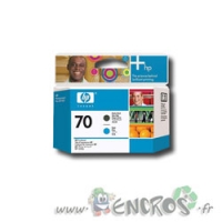 HP 70 - Tete d'impression Noir Mat / Cyan C9404a