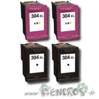 Pack HP 304 - Pack de Cartouches d'encre HP 304 Couleur et Noire compatibles x2