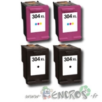 Pack HP 304 XL - Pack de Cartouches d'encre HP 304 XL Couleur et Noire compatibles x2