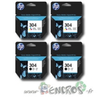 Pack HP 304 - Pack de  Cartouches d'encre HP 304 Couleur et Noire originales x2
