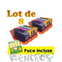 Lot de 8 cartouches compatibles AVEC PUCES : 6 CA C/Y/M + 2 CA04
