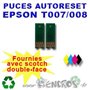 Lot de 2 Puces Auto-Reset COULEURS+NOIR EPSON T007/T008