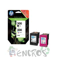 HP CN637EE - LOT de 2 cartouches d'encre HP 300 noir et couleur
