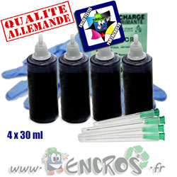 Kit Encre 4x30ML NOIR universelle pour HP