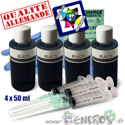 Kit Encre 4x50ML NOIR universelle pour HP