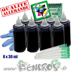 Kit Encre 8x30ML NOIR universelle pour CANON