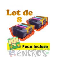 Lot de 8 cartouches compatibles AVEC PUCES : 6 CA C/Y/M + 2 CA04