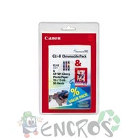 Canon CLI8 - Pack de 3 cartouches (cyan, magenta, jaune) + 50 fe