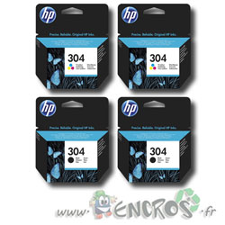 Pack HP 304 - Pack de Cartouches d'encre HP 304 Couleur et Noire originales x2