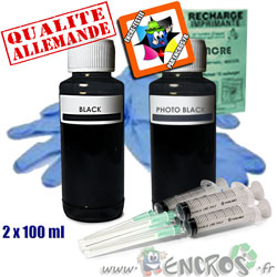 Kit Encre 2x100ML PHOTO NOIR universelle pour CANON