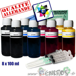 Kit Encre 8x100ML Couleurs universelles pour CANON