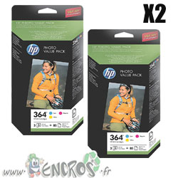 HP CH082EE -X2 Pack de 3 cartouches HP 364 couleur + 85 feuilles