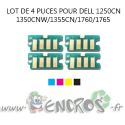 DELL Lot de 4 Puces NOIR+ COULEUR Toner 1250C et plus