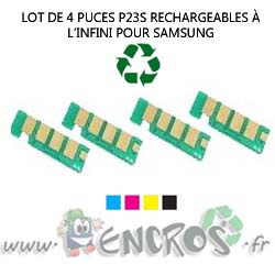 Samsung Lot de 4 Puces NOIR+ COULEUR Toner Série P23S