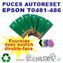 Lot de 6 Puces Auto-Reset COULEURS+NOIR Epson T0481-T0486 - visuel 2